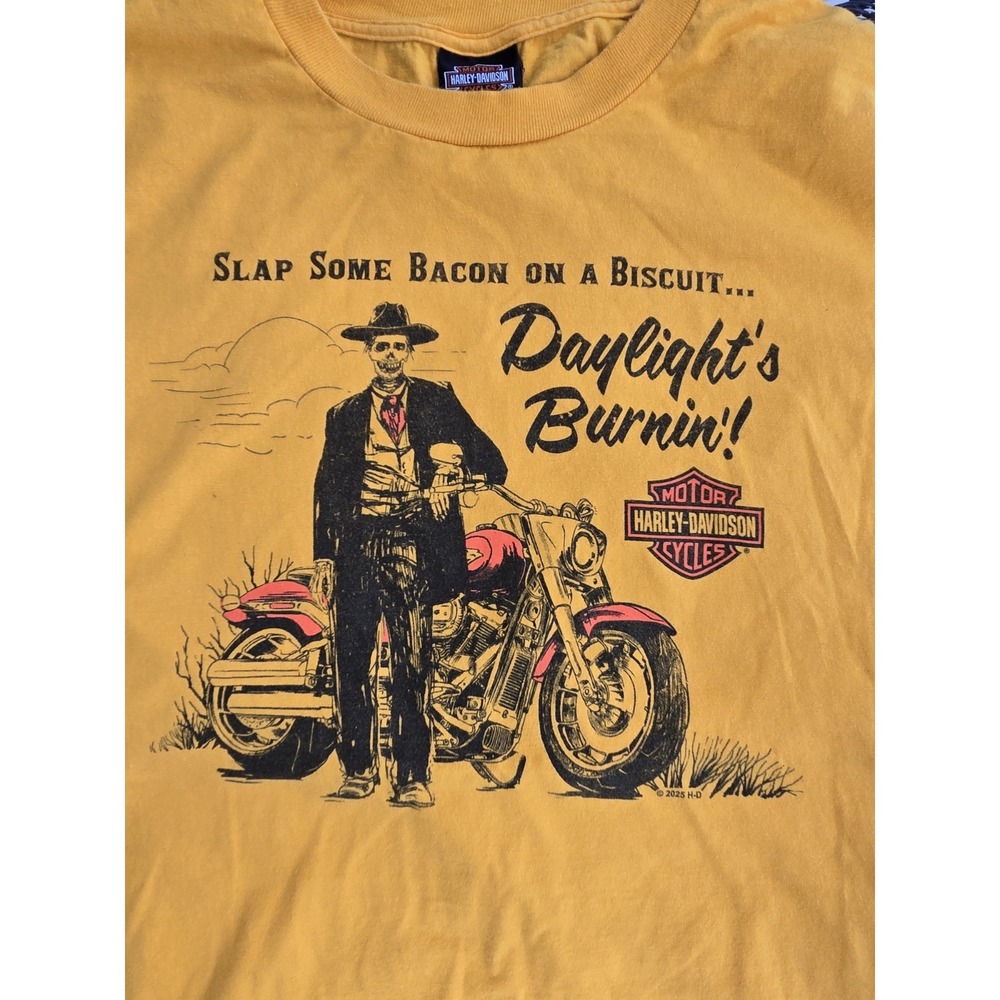 Harley-Davidson T-Shirt Mens XL Daylights Burnin Skeleton Cowboy Roughrider HD - Picture 2 of 10